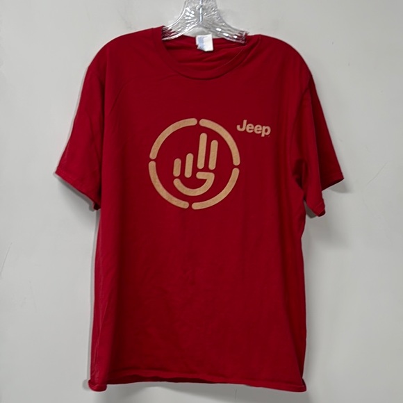 Jeep Red Gold Tee Short Sleeve T-shirt Large Casual Streetwear - Picture 1 of 5